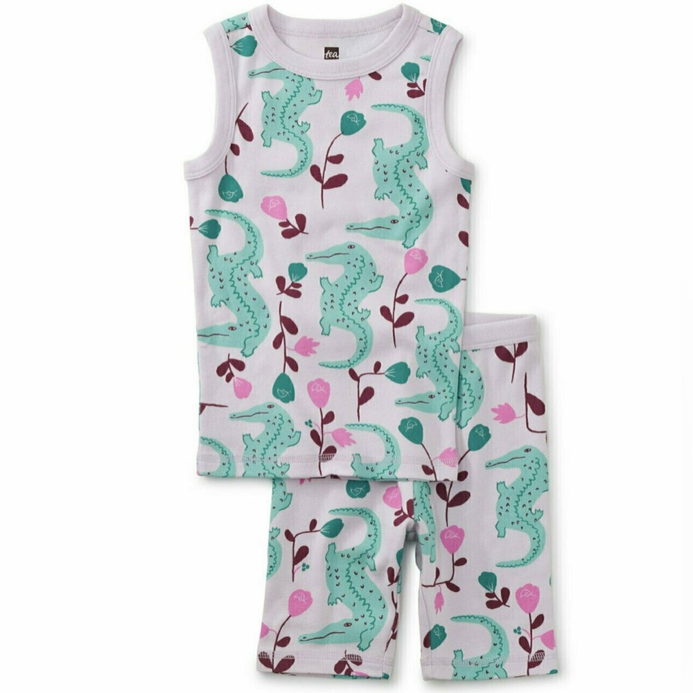 Tea Collection Summer Nights Tank Pajama Set, Crocodile Dance, Size 3
